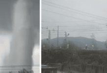 Maddaloni: geyser alto circa 20 m per rottura di conduttura, treni regionali sospesi